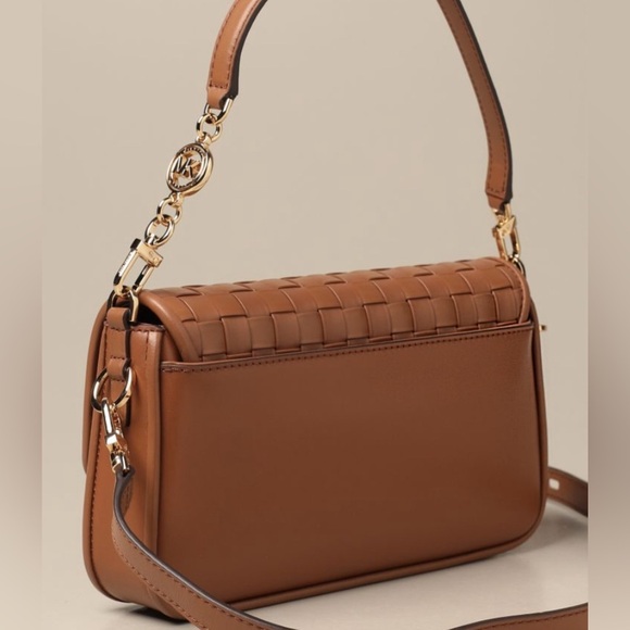 MICHAEL KORS Bradshaw Woven Leather Convertible Shoulder Tan Bag AUTHENTIC NWT - Picture 3 of 12